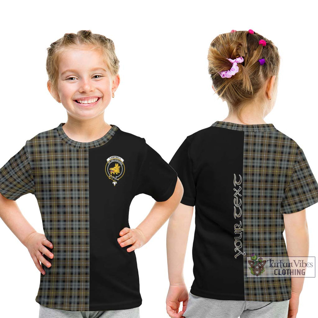 Campbell Argyll Weathered Tartan Kid T-Shirt with Family Crest and Half Of Me Style - Tartanvibesclothing Shop