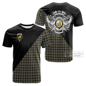 Campbell Argyll Weathered Tartan Cotton T-shirt with Family Crest and Military Logo Style