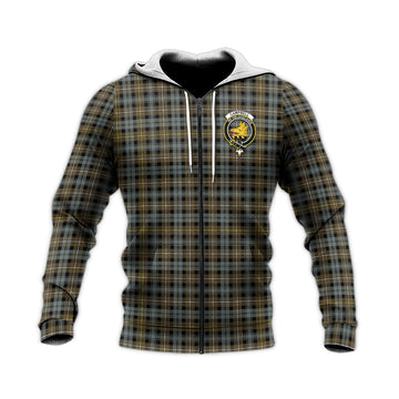 Campbell Argyll Weathered Tartan Knitted Hoodie with Family Crest