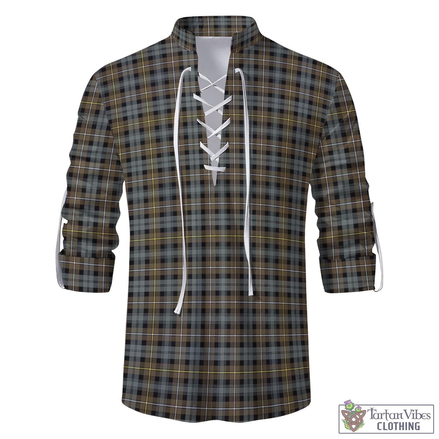 Tartan Vibes Clothing Campbell Argyll Weathered Tartan Men's Scottish Traditional Jacobite Ghillie Kilt Shirt