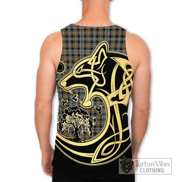 Campbell Argyll Weathered Tartan Men's Tank Top with Family Crest Celtic Wolf Style