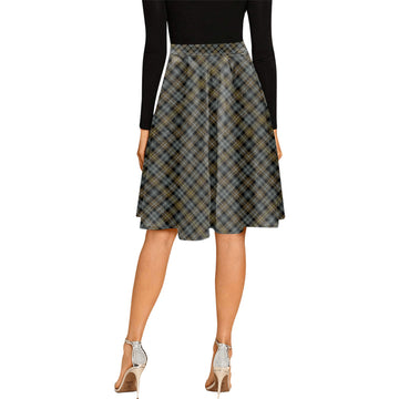 Campbell Argyll Weathered Tartan Melete Pleated Midi Skirt