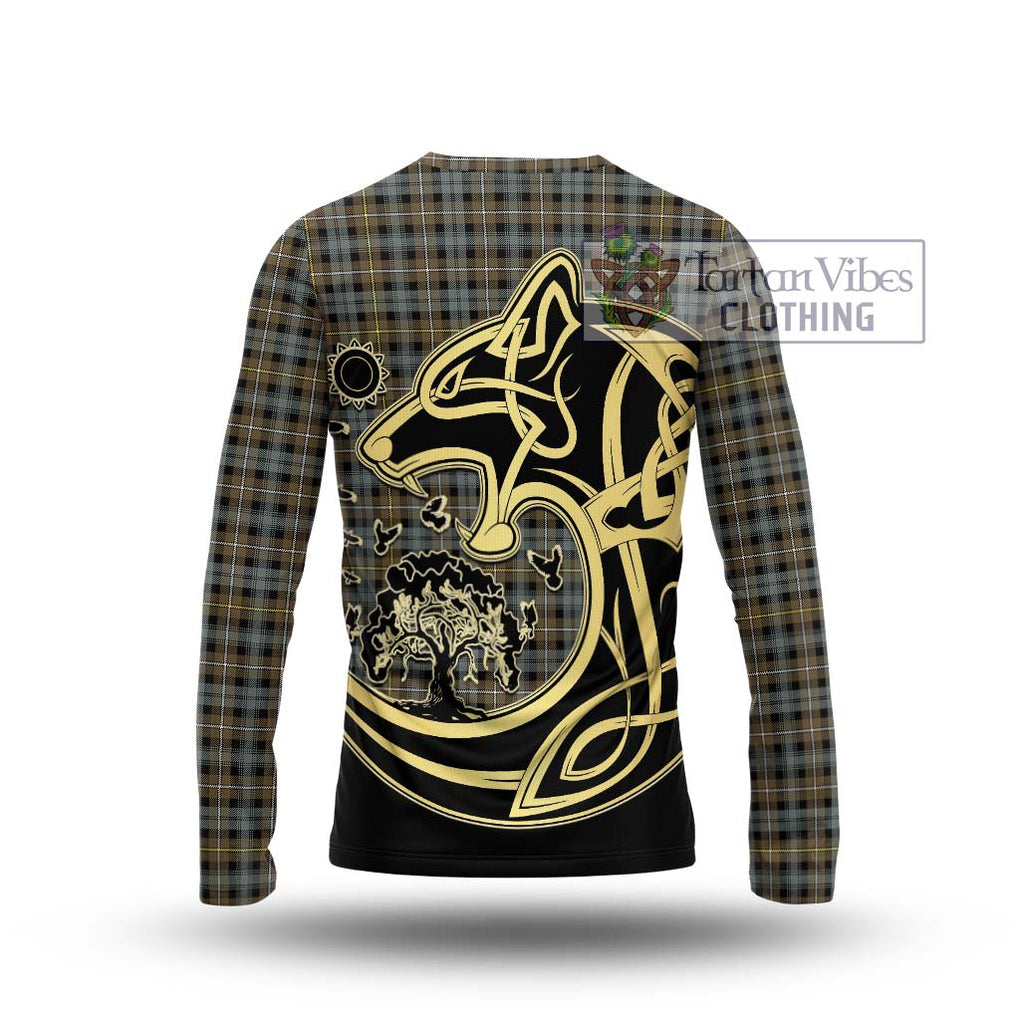 Campbell Argyll Weathered Tartan Long Sleeve T-Shirt with Family Crest Celtic Wolf Style - Tartan Vibes Clothing