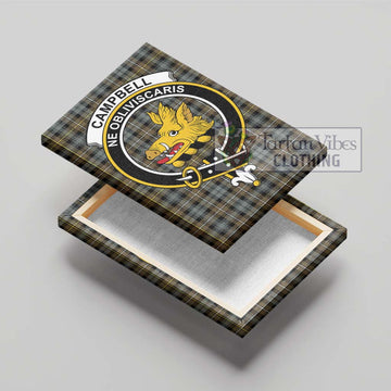 Campbell Argyll Weathered Tartan Canvas Print Wall Art with Family Crest