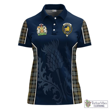 Campbell Argyll Weathered Tartan Women's Polo Shirt with Family Crest and Scottish Thistle Vibes Sport Style