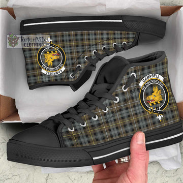 Campbell Argyll Weathered Tartan High Top Shoes with Family Crest