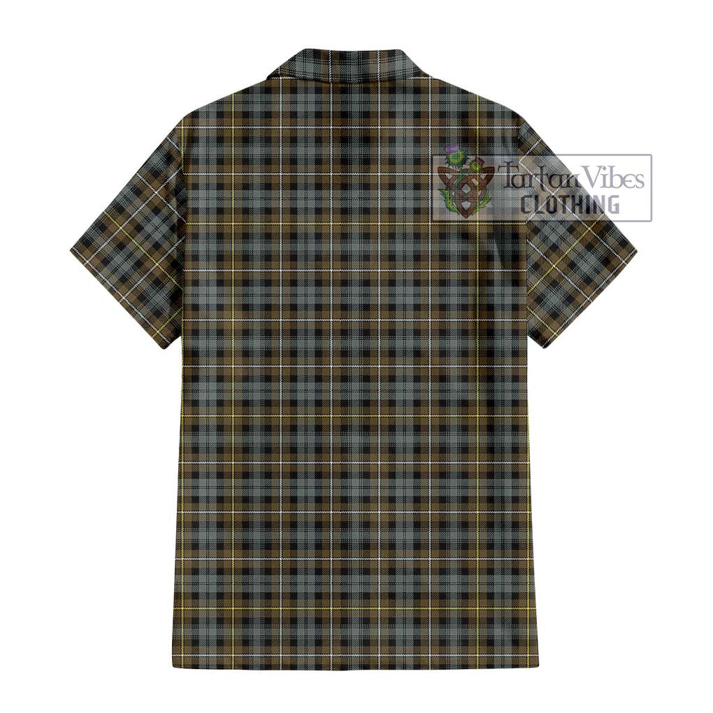 Campbell Argyll Weathered Tartan Short Sleeve Button Shirt with Family Crest DNA In Me Style - Tartanvibesclothing Shop