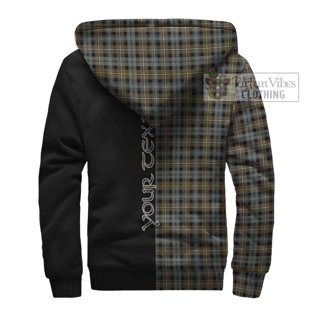 Campbell Argyll Weathered Tartan Sherpa Hoodie with Family Crest and Half Of Me Style - Tartanvibesclothing Shop