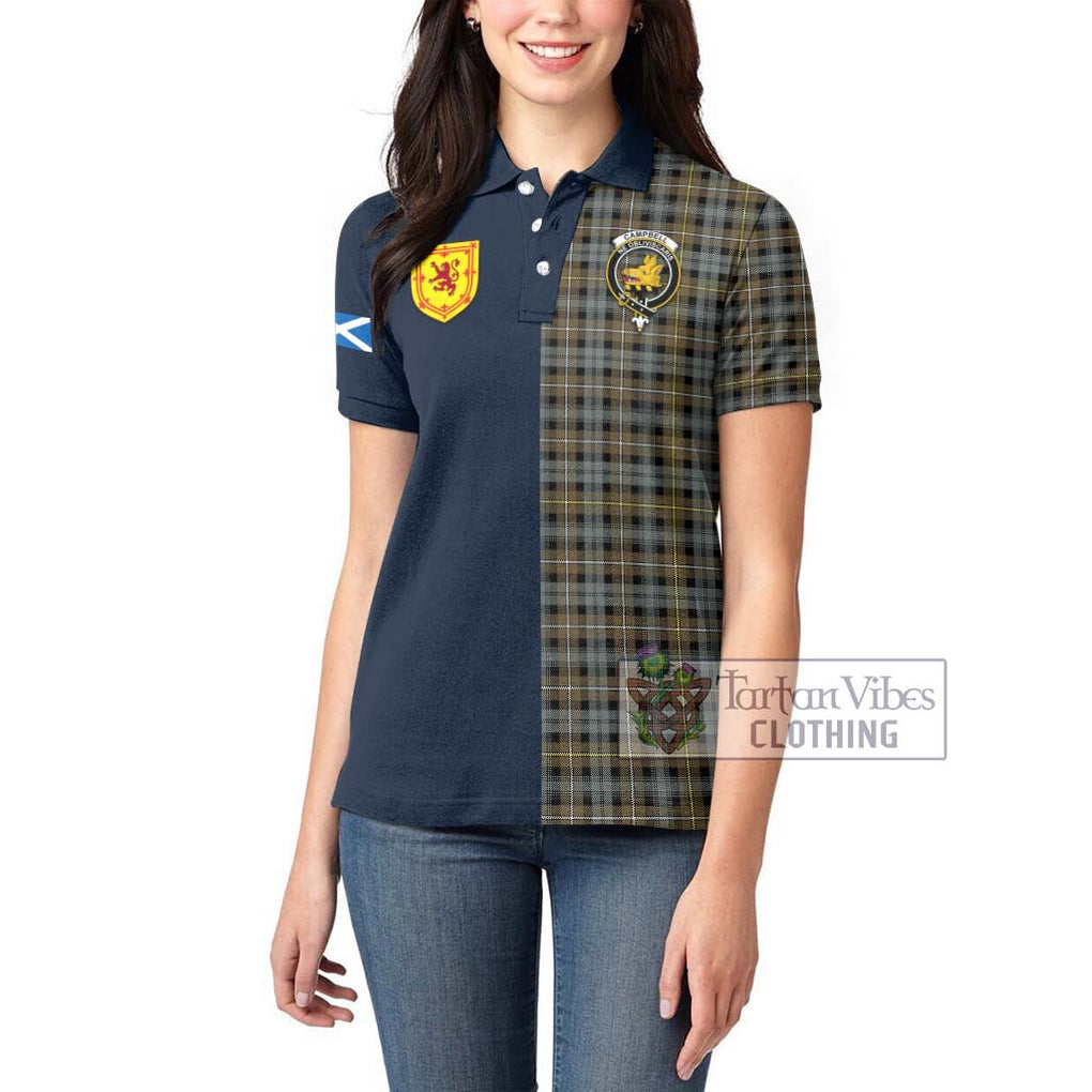 Tartan Vibes Clothing Campbell Argyll Weathered Tartan Women's Polo Shirt with Scottish Lion Royal Arm Half Style