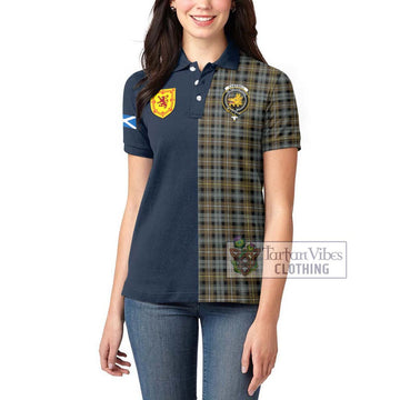 Campbell Argyll Weathered Tartan Women's Polo Shirt Alba with Scottish Lion Royal Arm Half Style