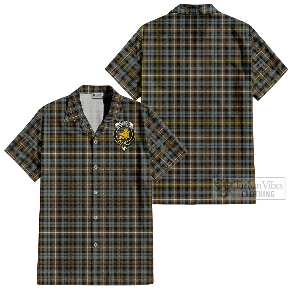 Campbell Argyll Weathered Tartan Cotton Hawaiian Shirt with Family Crest Kid - Tartan Vibes Clothing