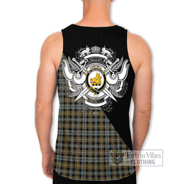 Campbell Argyll Weathered Tartan Men's Tank Top with Family Crest and Military Logo Style