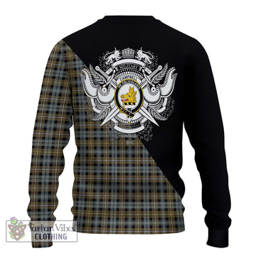 Campbell Argyll Weathered Tartan Ugly Sweater with Family Crest and Military Logo Style