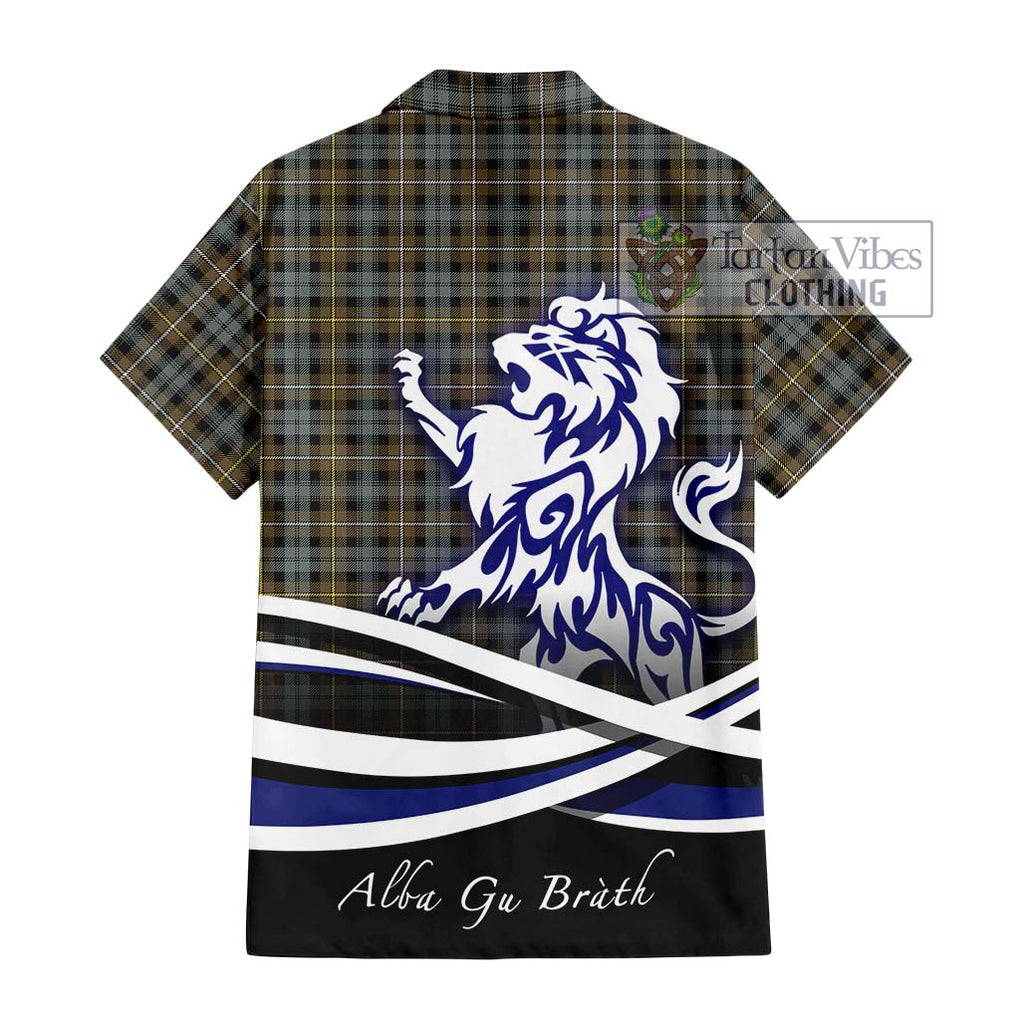 Campbell Argyll Weathered Tartan Short Sleeve Button Shirt with Alba Gu Brath Regal Lion Emblem - Tartanvibesclothing Shop