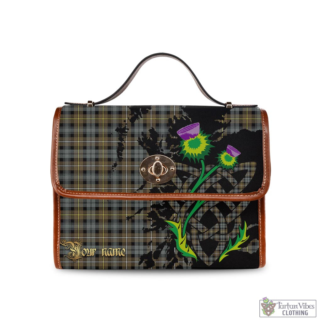 Tartan Vibes Clothing Campbell Argyll Weathered Tartan Waterproof Canvas Bag with Scotland Map and Thistle Celtic Accents