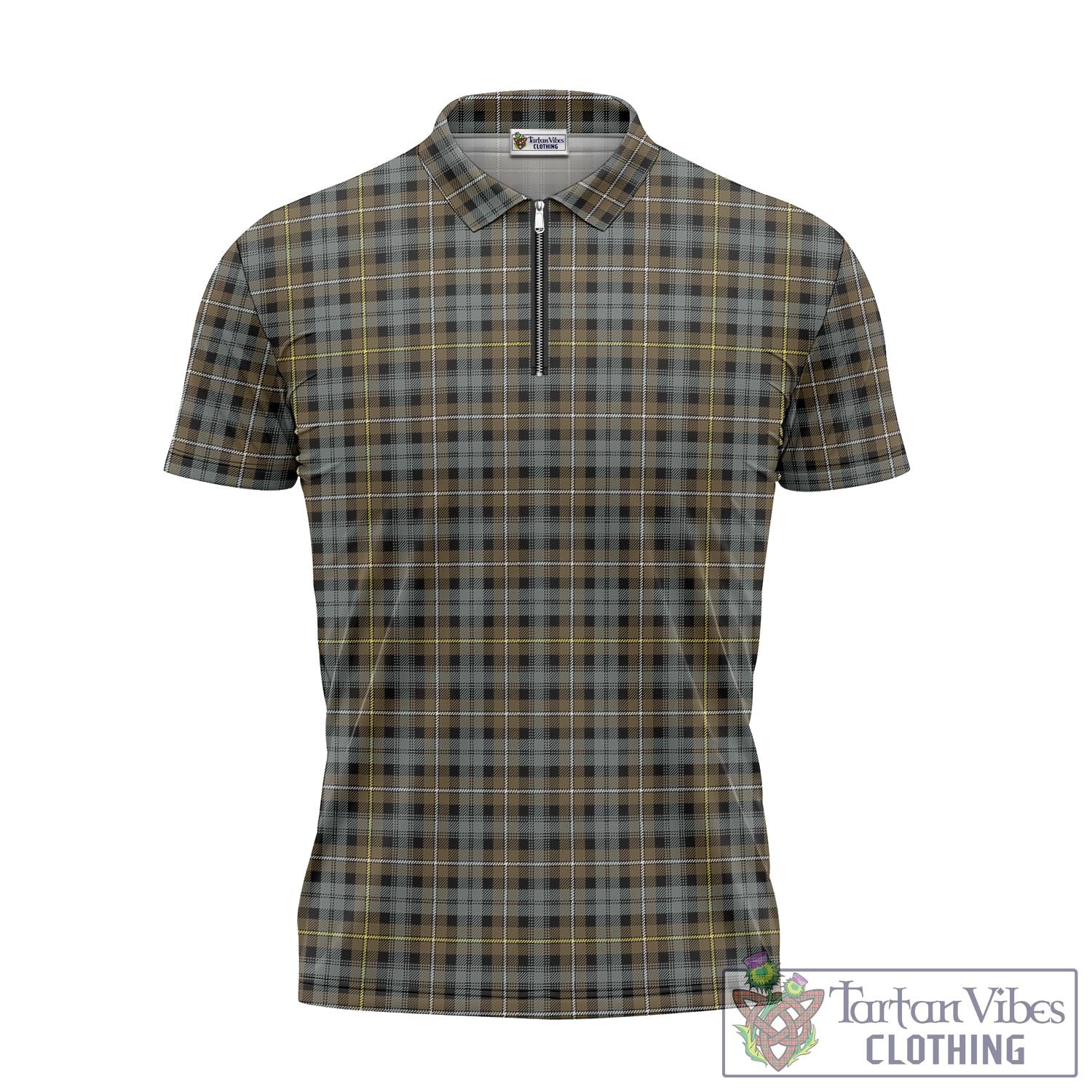 Tartan Vibes Clothing Campbell Argyll Weathered Tartan Zipper Polo Shirt