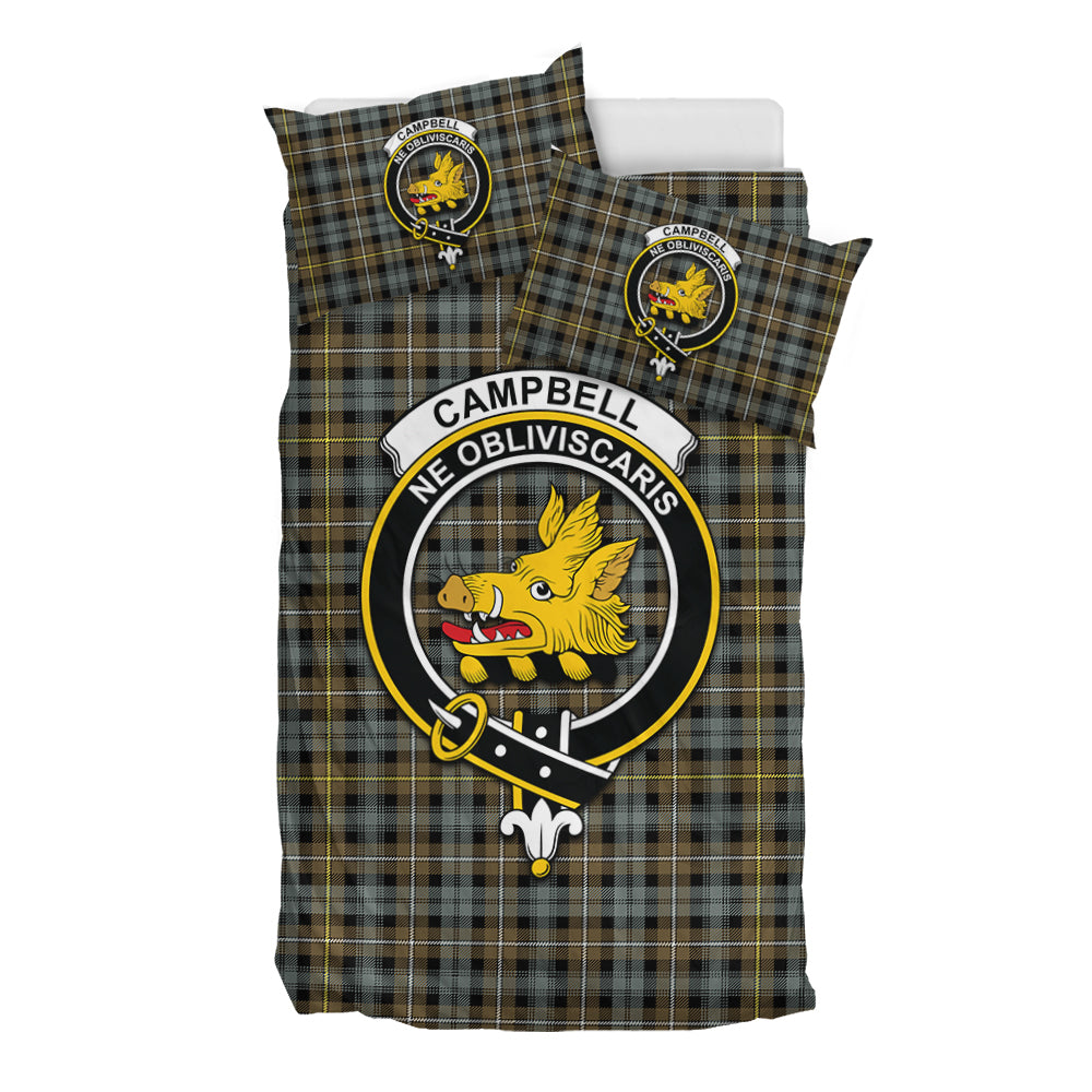 Campbell Argyll Weathered Tartan Bedding Set with Family Crest - Tartan Vibes Clothing