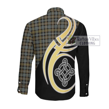 Campbell Argyll Weathered Tartan Long Sleeve Button Shirt with Family Crest and Celtic Symbol Style