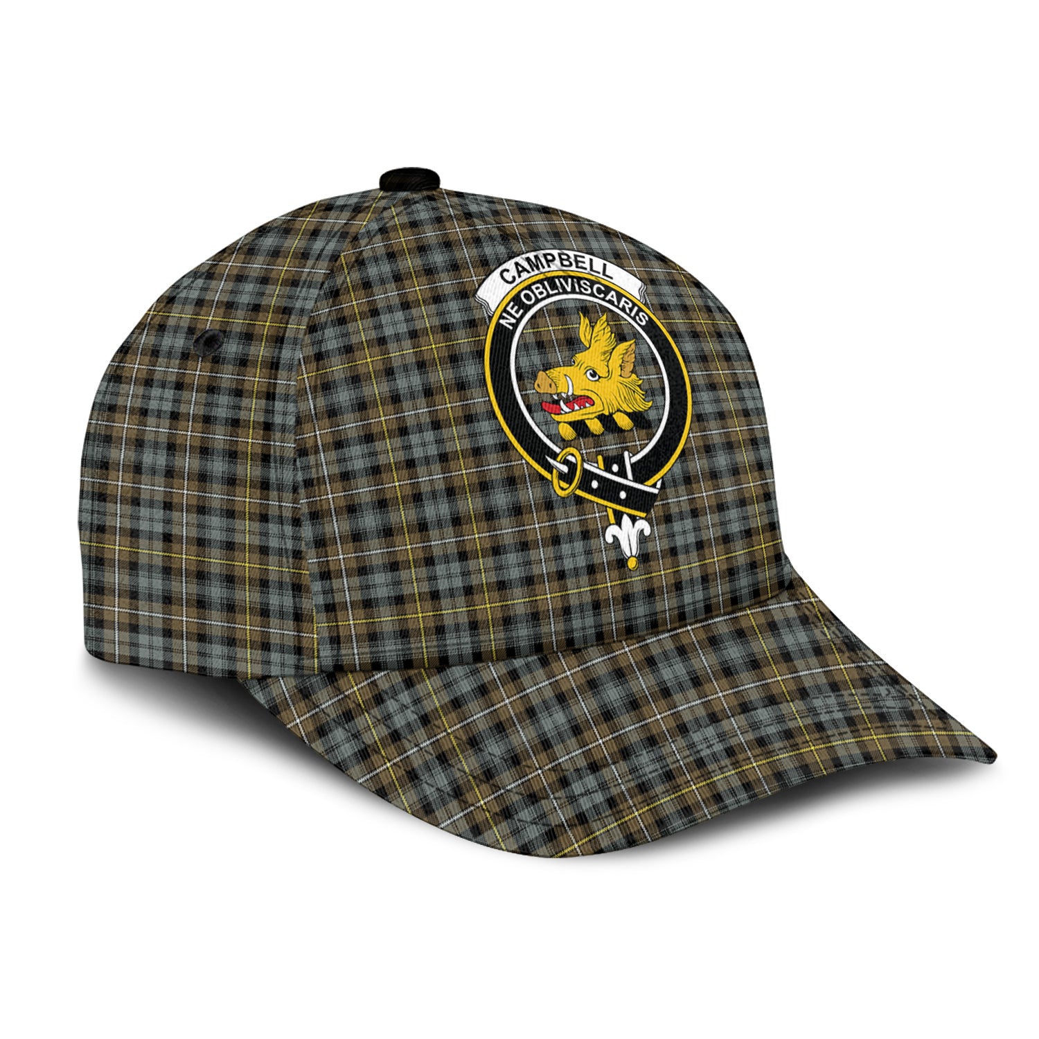 Campbell Argyll Weathered Tartan Classic Cap with Family Crest - Tartan Vibes Clothing