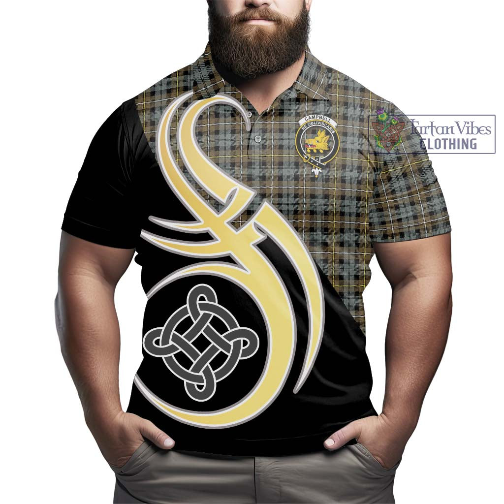 Campbell Argyll Weathered Tartan Polo Shirt with Family Crest and Celtic Symbol Style - Tartan Vibes Clothing