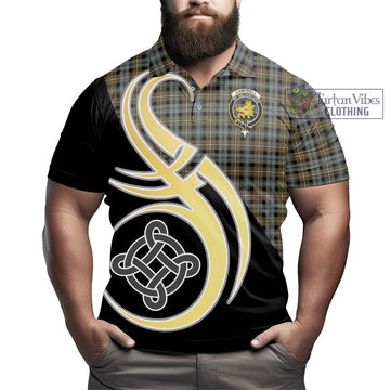 Campbell Argyll Weathered Tartan Polo Shirt with Family Crest and Celtic Symbol Style