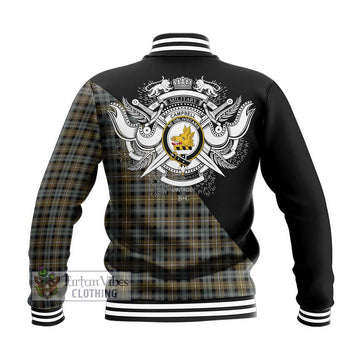 Campbell Argyll Weathered Tartan Baseball Jacket with Family Crest and Military Logo Style