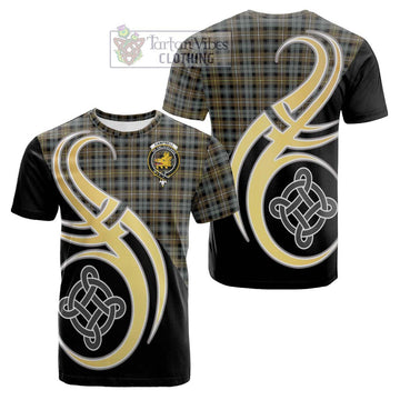 Campbell Argyll Weathered Tartan Cotton T-shirt with Family Crest and Celtic Symbol Style