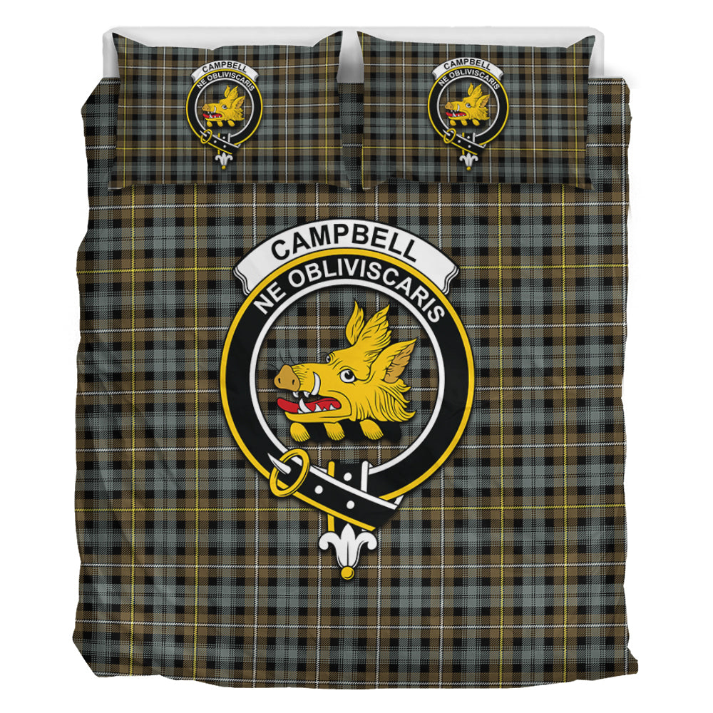 Campbell Argyll Weathered Tartan Bedding Set with Family Crest - Tartan Vibes Clothing