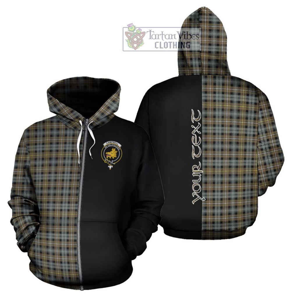 Campbell Argyll Weathered Tartan Hoodie with Family Crest and Half Of Me Style - Tartanvibesclothing Shop