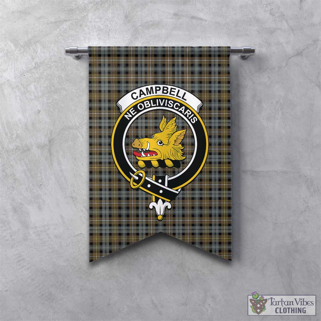 Tartan Vibes Clothing Campbell Argyll Weathered Tartan Gonfalon, Tartan Banner with Family Crest