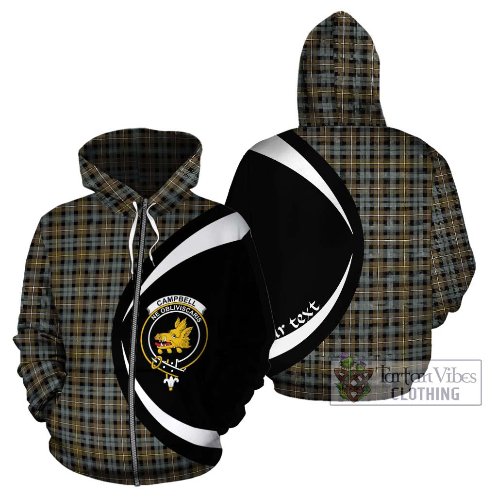 Tartan Vibes Clothing Campbell Argyll Weathered Tartan Hoodie with Family Crest Circle Style