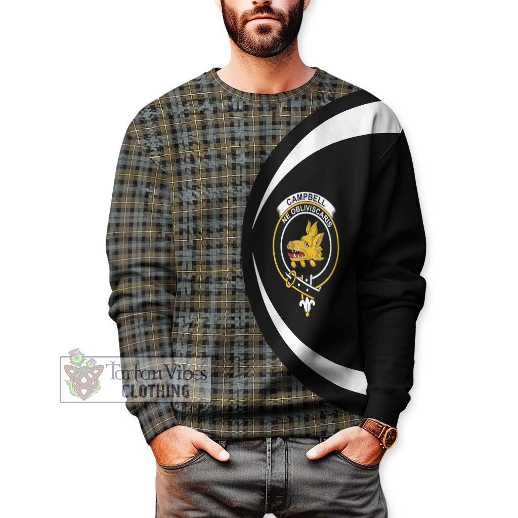 Campbell Argyll Weathered Tartan Sweatshirt with Family Crest Circle Style - Tartan Vibes Clothing