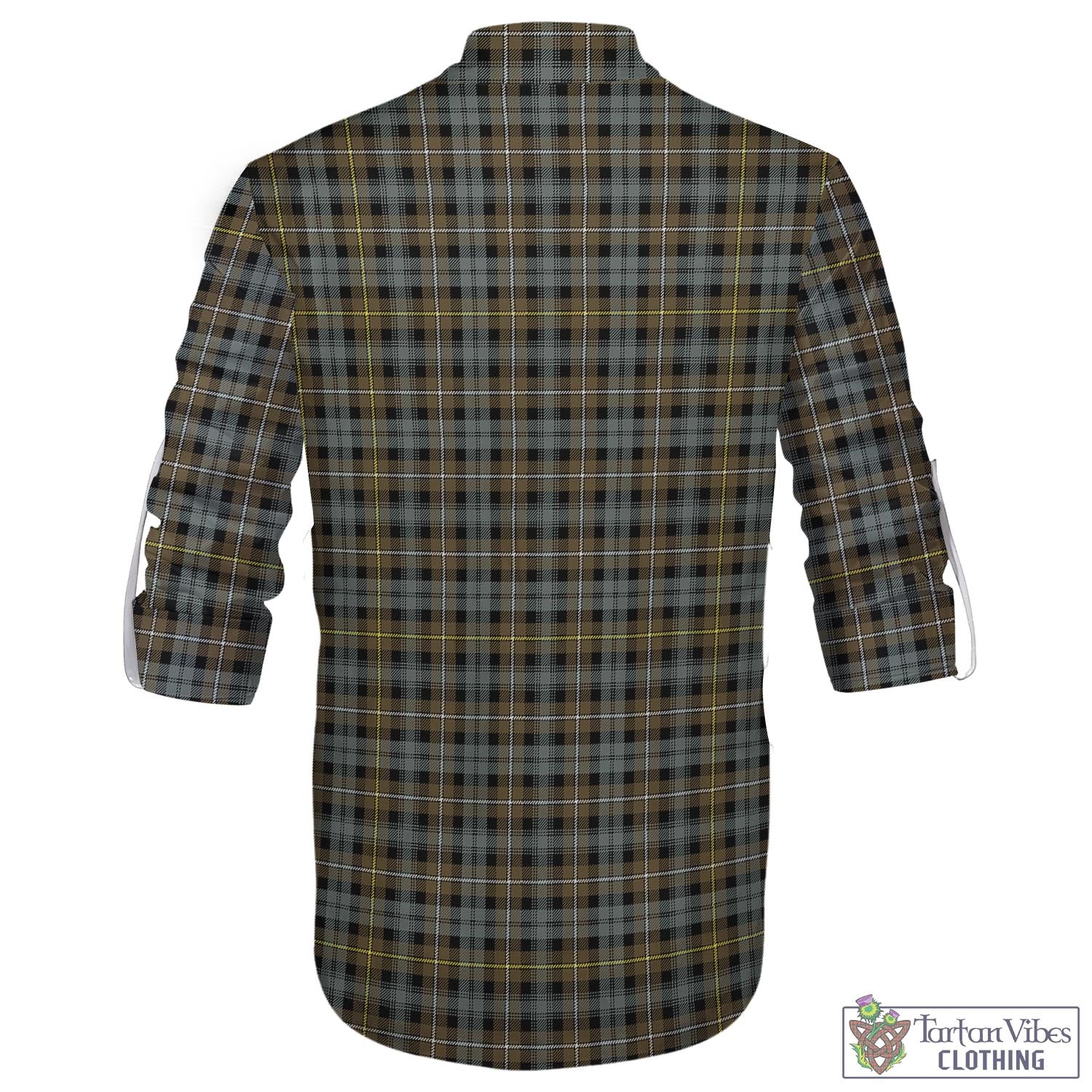 Tartan Vibes Clothing Campbell Argyll Weathered Tartan Men's Scottish Traditional Jacobite Ghillie Kilt Shirt with Family Crest