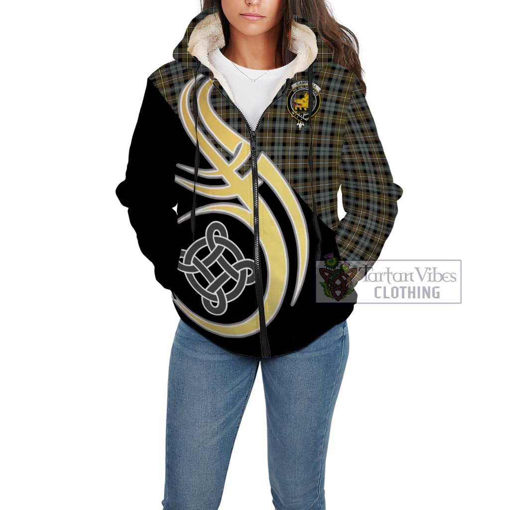 Campbell Argyll Weathered Tartan Sherpa Hoodie with Family Crest and Celtic Symbol Style Unisex - Tartan Vibes Clothing