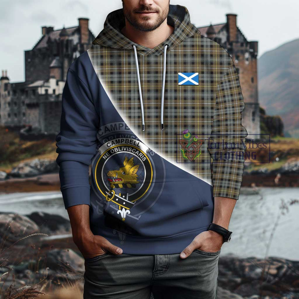 Campbell Argyll Weathered Tartan Hoodie with Personalised National Flag and Family Crest Half Style - Tartanvibesclothing Shop