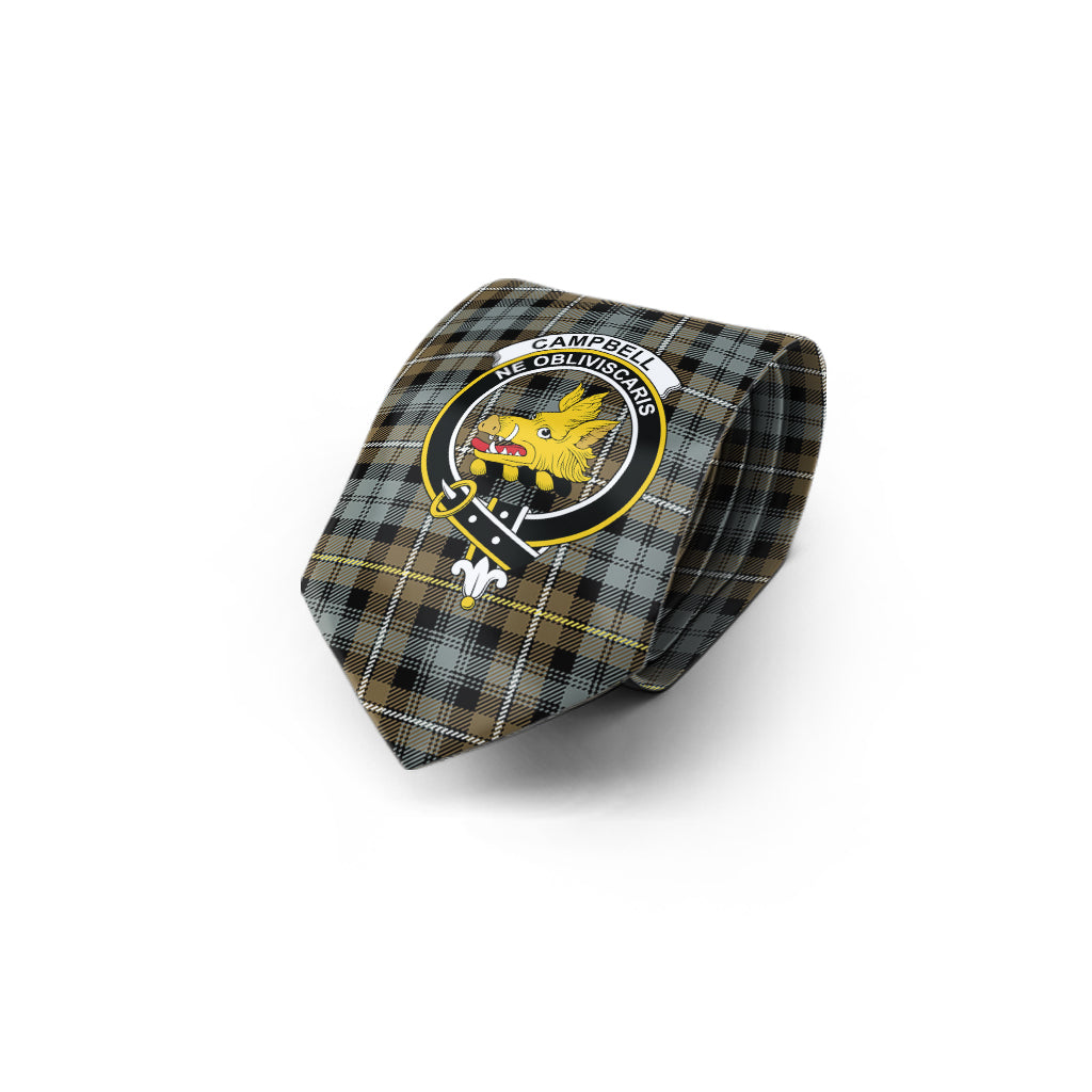 Campbell Argyll Weathered Tartan Classic Necktie with Family Crest - Tartan Vibes Clothing