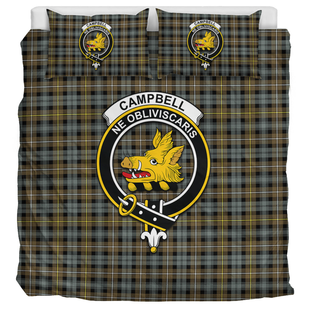 Campbell Argyll Weathered Tartan Bedding Set with Family Crest UK Bedding Set UK Super King 104*94 inch - Tartan Vibes Clothing