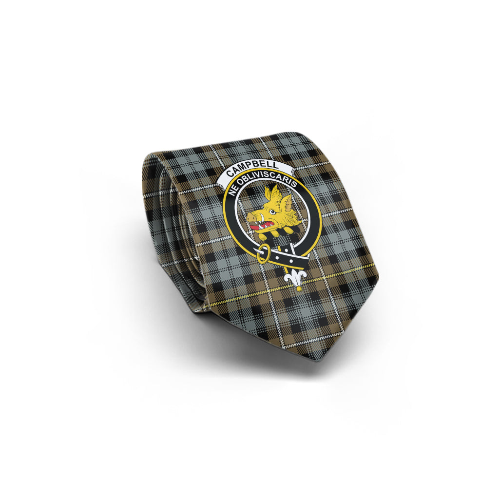 Campbell Argyll Weathered Tartan Classic Necktie with Family Crest - Tartan Vibes Clothing