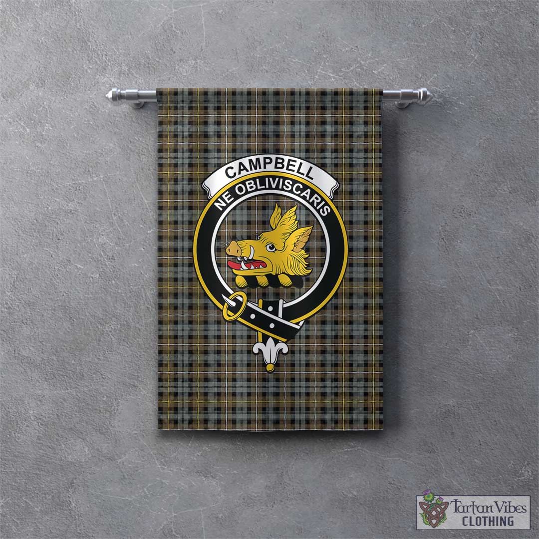 Tartan Vibes Clothing Campbell Argyll Weathered Tartan Gonfalon, Tartan Banner with Family Crest