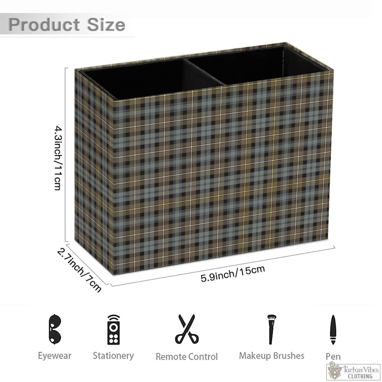 Tartan Vibes Clothing Campbell Argyll Weathered Tartan Pen Holder