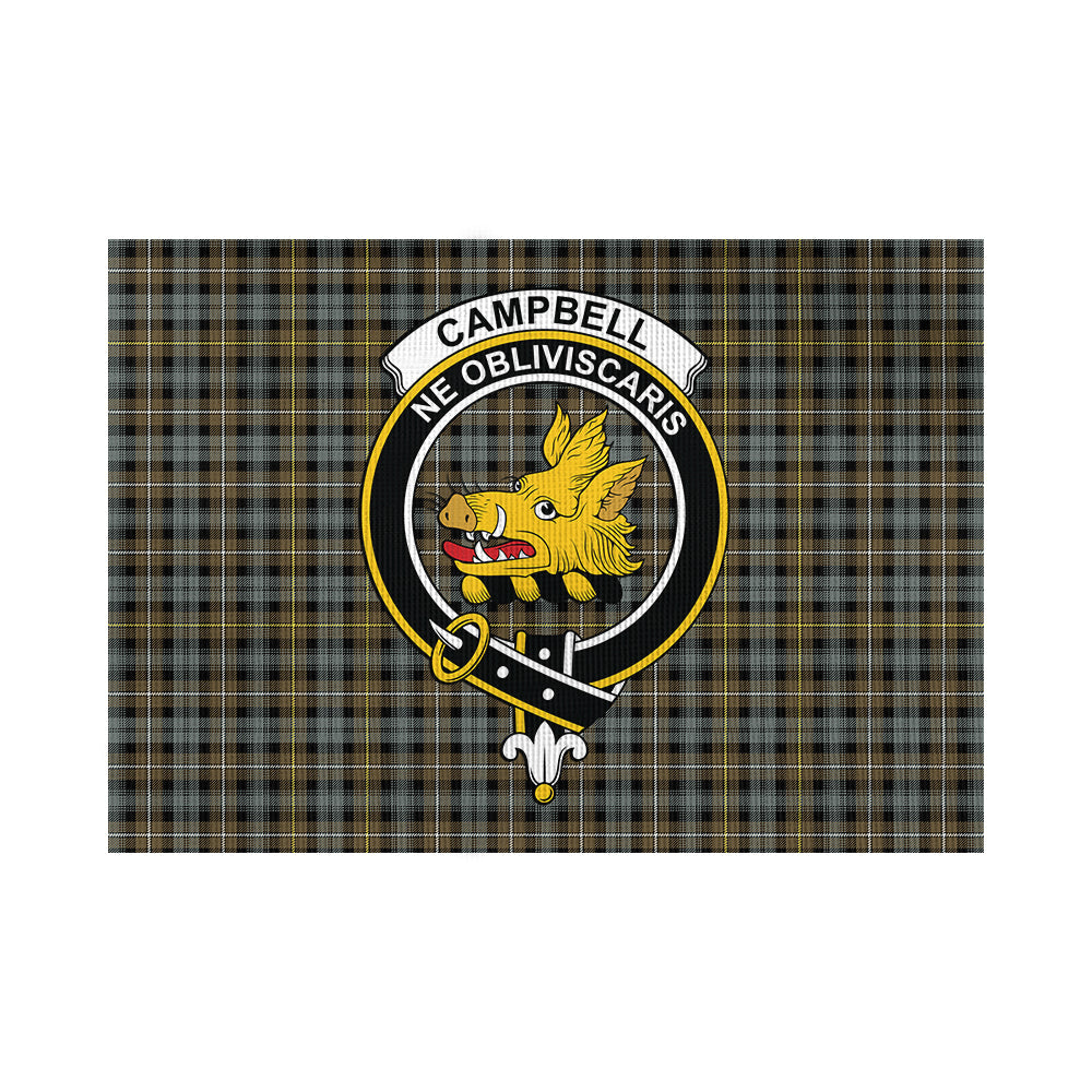 Campbell Argyll Weathered Tartan Flag with Family Crest - Tartan Vibes Clothing