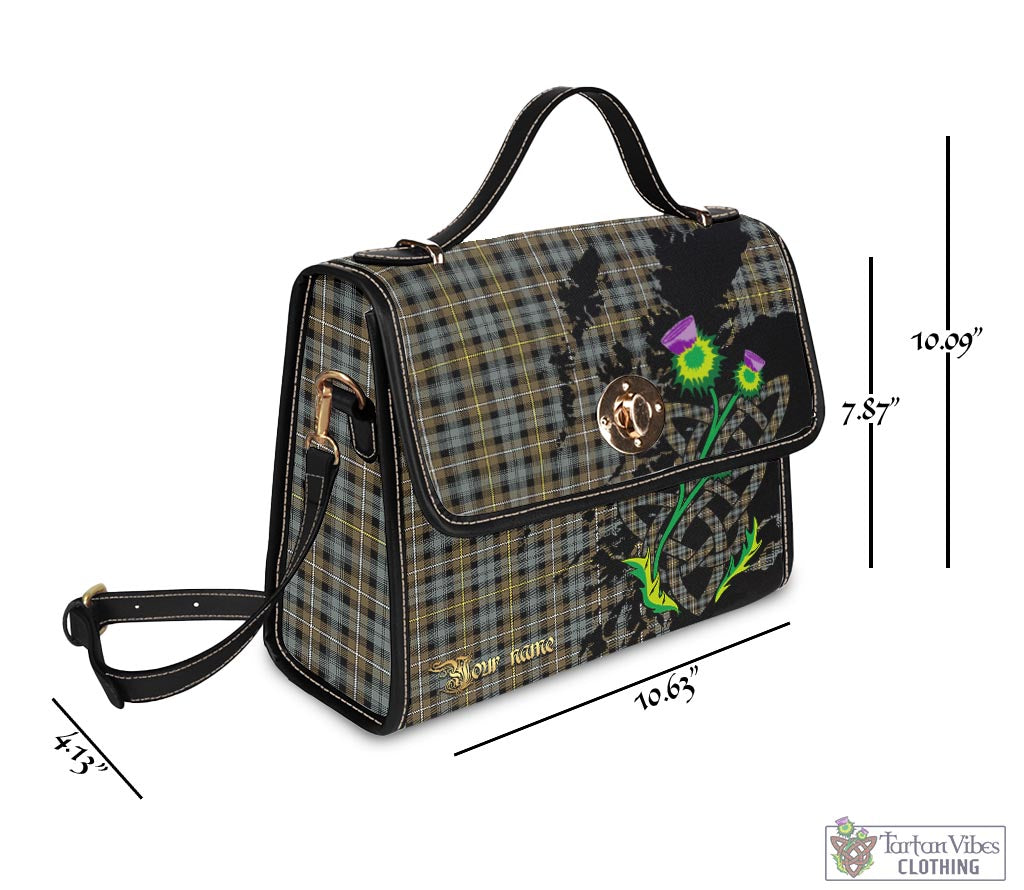 Tartan Vibes Clothing Campbell Argyll Weathered Tartan Waterproof Canvas Bag with Scotland Map and Thistle Celtic Accents