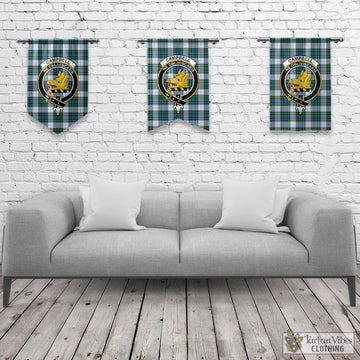 Campbell Dress Tartan Gonfalon, Tartan Banner with Family Crest