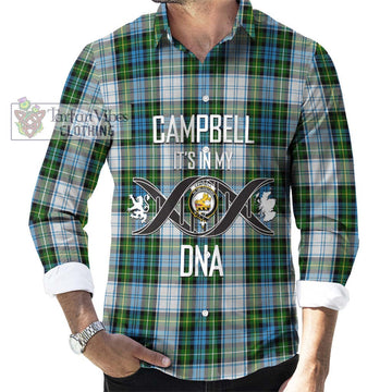 Campbell Dress Tartan Long Sleeve Button Shirt with Family Crest DNA In Me Style