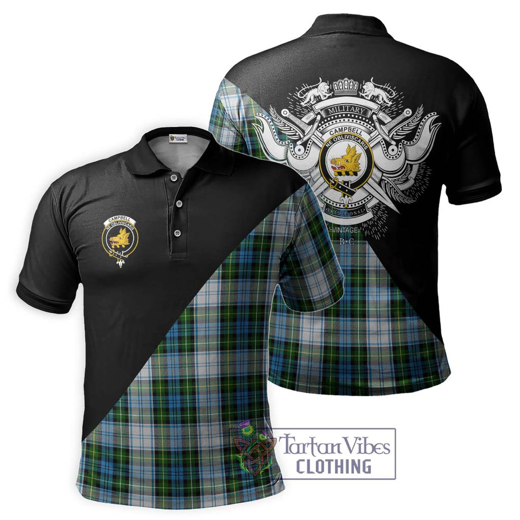 Campbell Dress Tartan Polo Shirt with Family Crest and Military Logo Style Kid - Tartanvibesclothing Shop