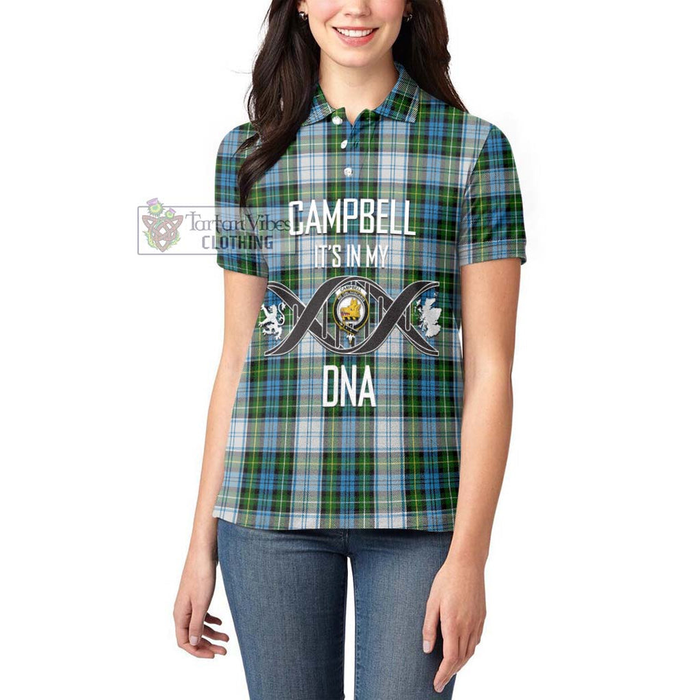 Campbell Dress Tartan Women's Polo Shirt with Family Crest DNA In Me Style Women - Tartanvibesclothing Shop