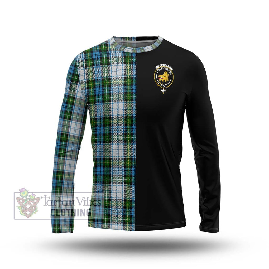 Campbell Dress Tartan Long Sleeve T-Shirt with Family Crest and Half Of Me Style Unisex - Tartanvibesclothing Shop