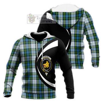 Campbell Dress Tartan Knitted Hoodie with Family Crest Circle Style