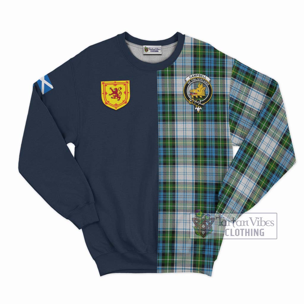 Tartan Vibes Clothing Campbell Dress Tartan Sweatshirt with Scottish Lion Royal Arm Half Style