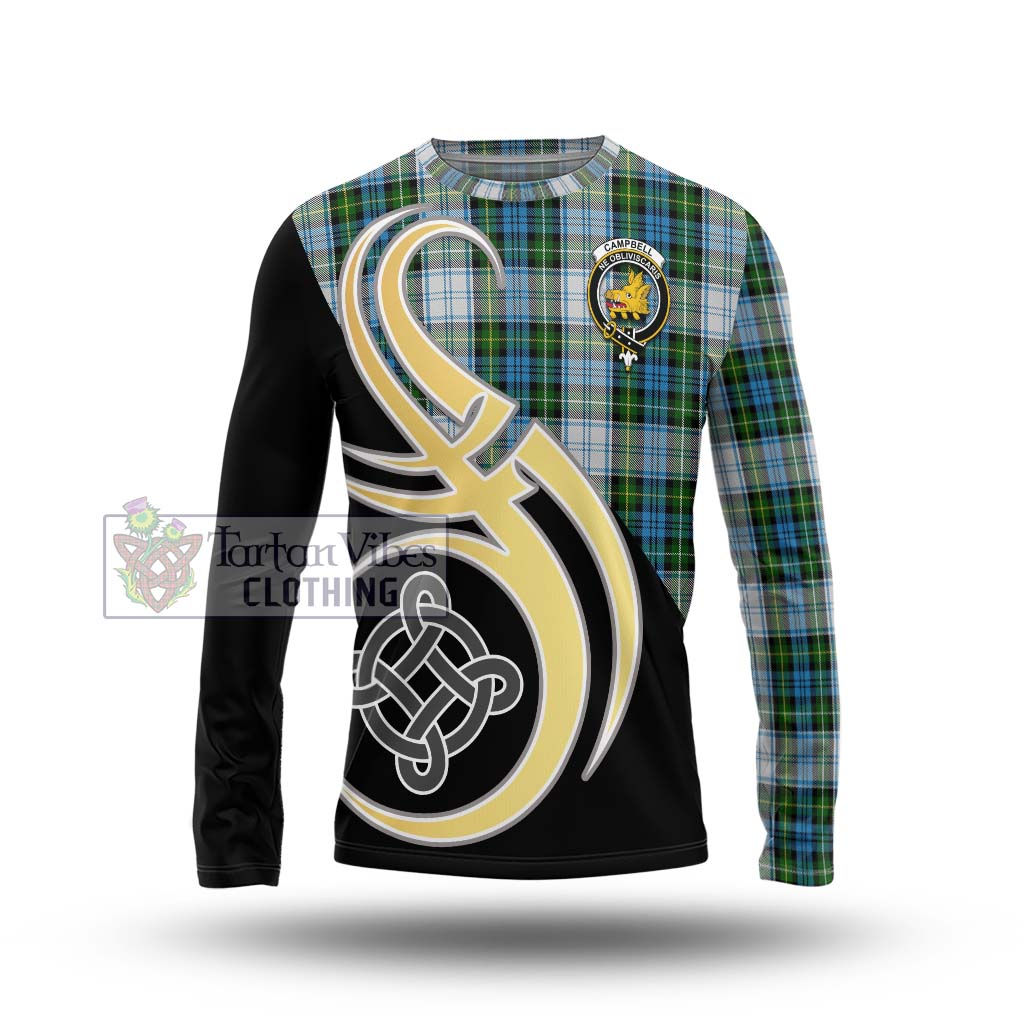 Campbell Dress Tartan Long Sleeve T-Shirt with Family Crest and Celtic Symbol Style Unisex - Tartan Vibes Clothing